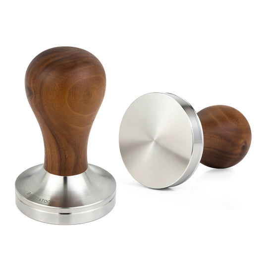 Koffie tamper 58 mm – RVS met walnoothouten handvat